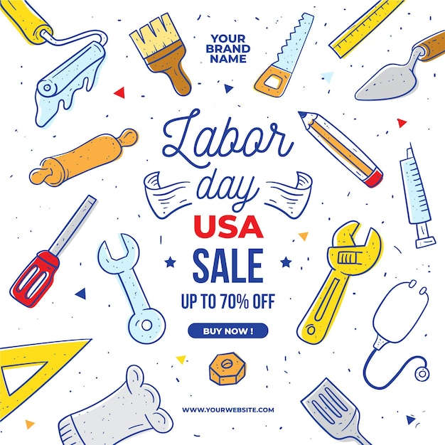 Hand drawn labor day sale usa