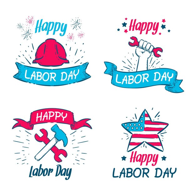 Free Vector hand drawn labor day usa label collection