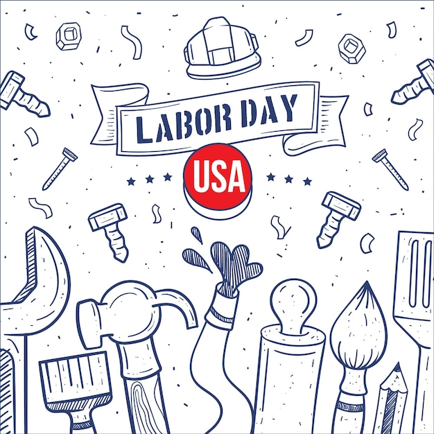 Hand drawn labor day usa