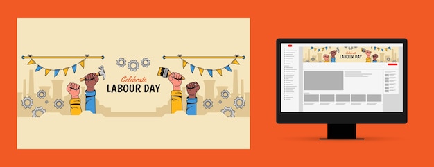 Free vector hand drawn labor day youtube channel art