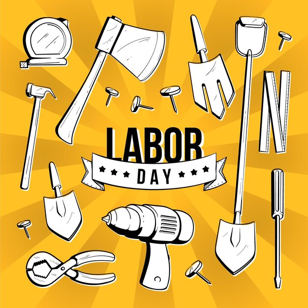 Hand-drawn labor day