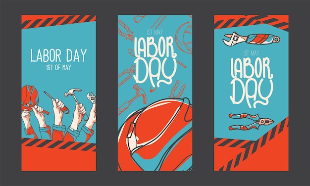 Free Vector hand drawn labour day banners