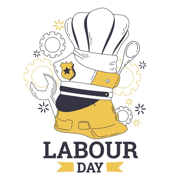 Hand drawn labour day concept