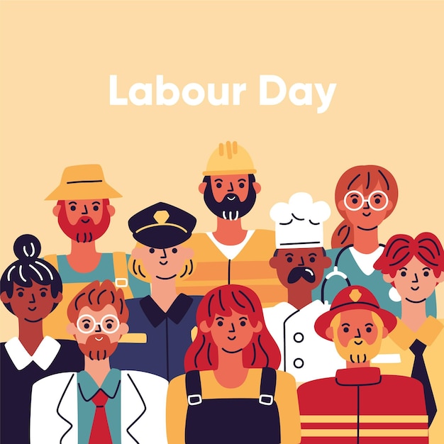 Hand drawn labour day illustration