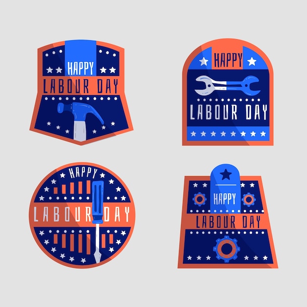 Free Vector hand drawn labour day label collection