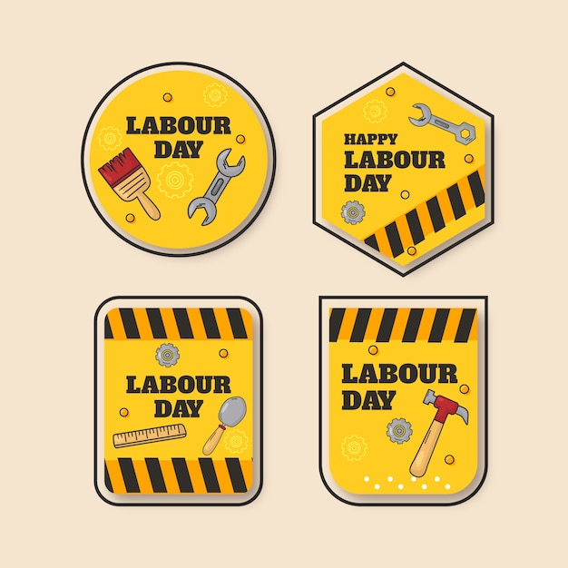 Hand drawn labour day labels collection