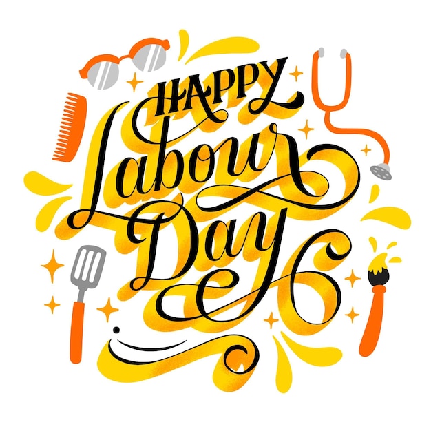 Free Vector hand drawn labour day lettering