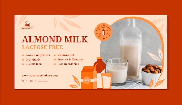 Free Vector hand drawn  lactose free banner