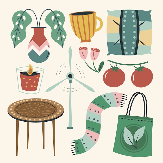 Free Vector hand drawn lagom element collection