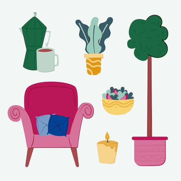 Free Vector hand drawn lagom element collection