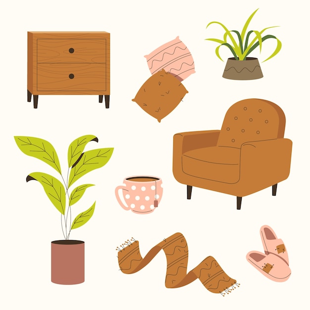 Free Vector hand drawn lagom element collection