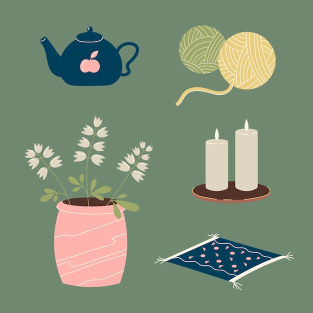 Free Vector hand drawn lagom element collection