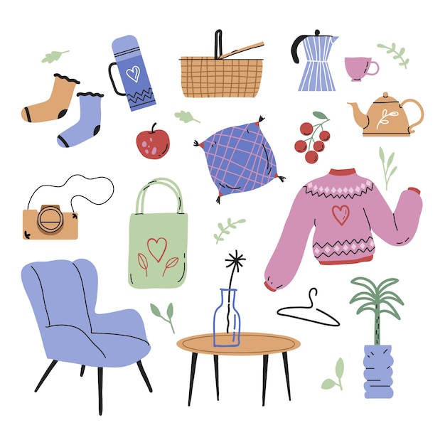 Free Vector hand drawn lagom element collection