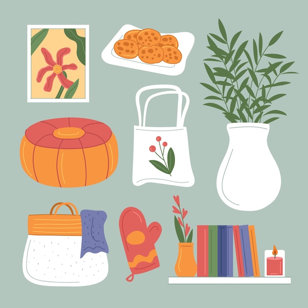 Free Vector hand drawn lagom element collection