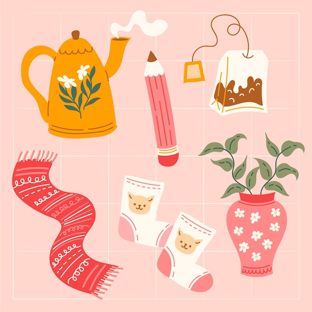 Free Vector hand drawn lagom element collection