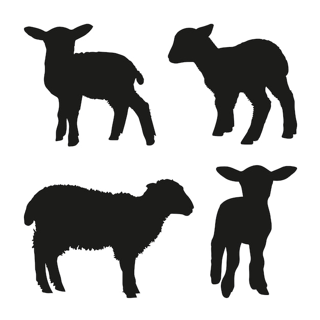 Free Vector hand drawn lamb silhouette set