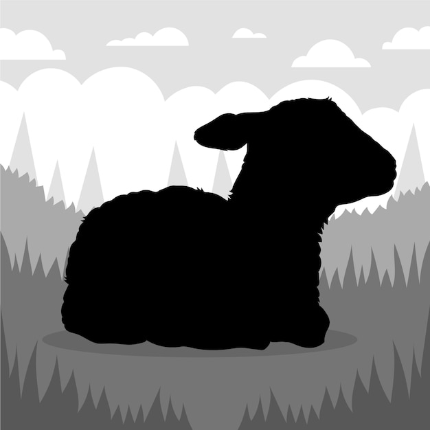 Free Vector hand drawn lamb silhouette