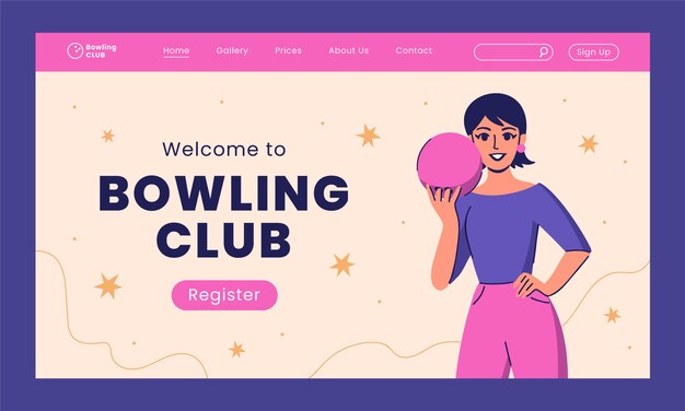 Hand drawn landing page bowling template