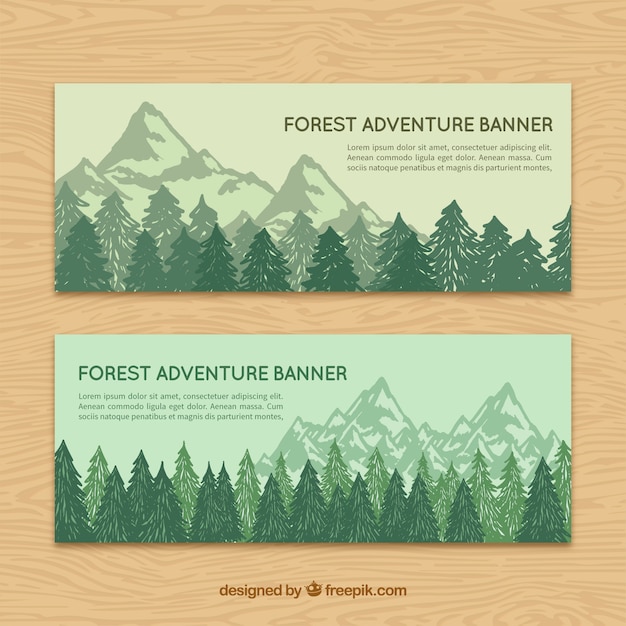 Free Vector hand drawn landscape banners