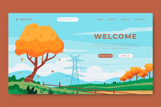 Free Vector hand drawn landscape landing page