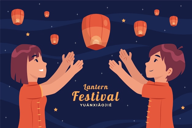 Hand drawn lantern festival background