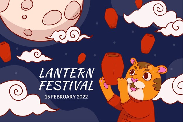 Hand drawn lantern festival background