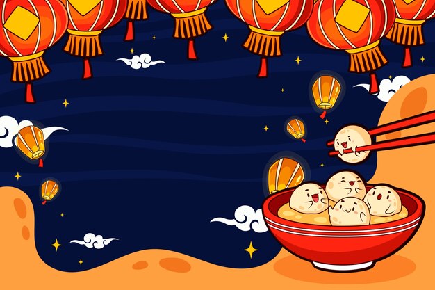 Hand drawn lantern festival background