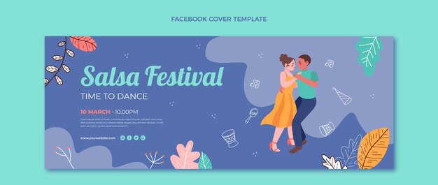 Hand drawn latin dance party social media cover template