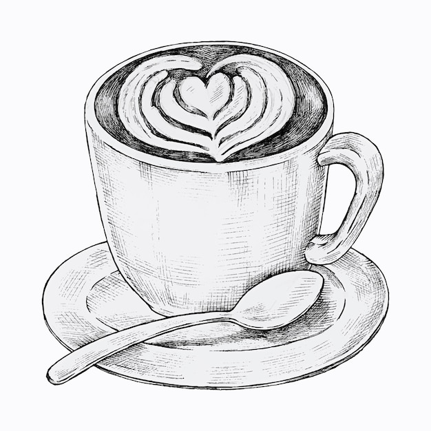 Hand drawn latte art drink