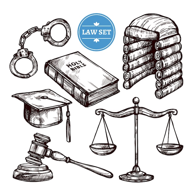 Free Vector hand drawn law set  