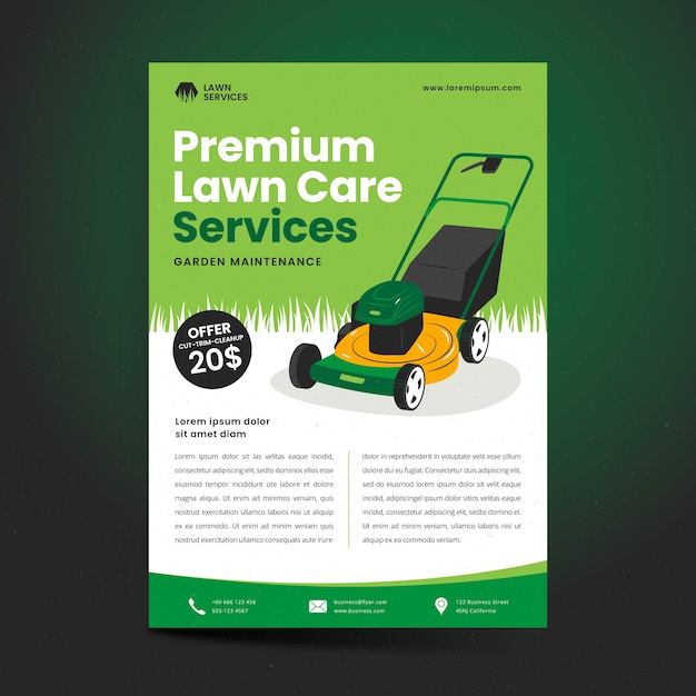 Hand drawn lawn care flyer template