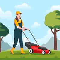 Free vector hand drawn lawn mowing illustration