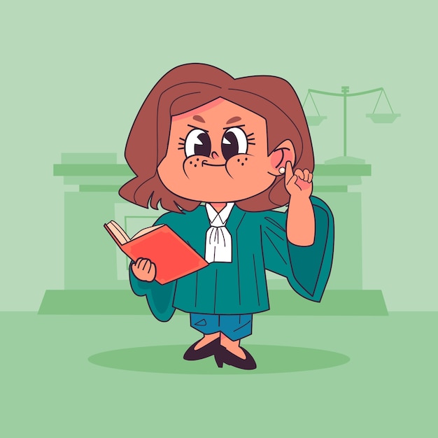 Free Vector hand drawn lawyer cartoon illustration