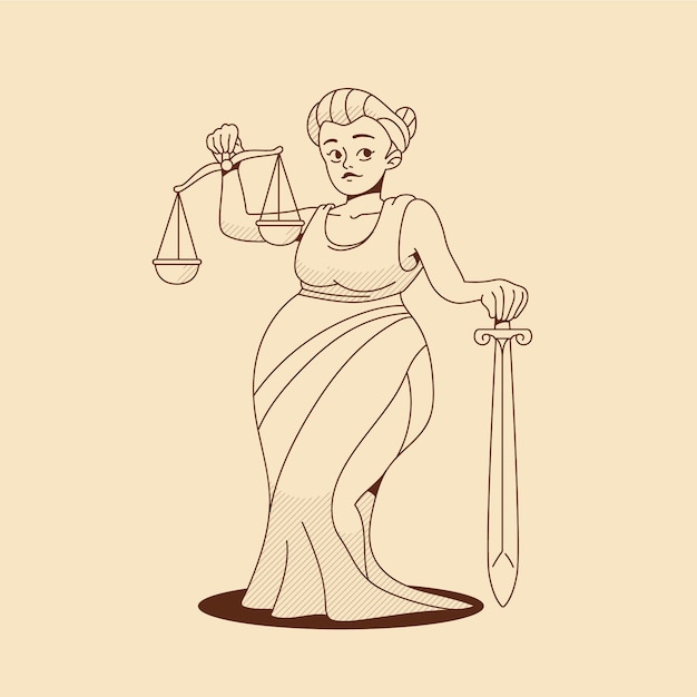 Free Vector hand drawn lawyer  drawing illustration