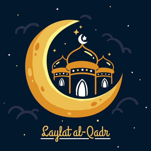 Hand drawn laylat al-qadr illustration