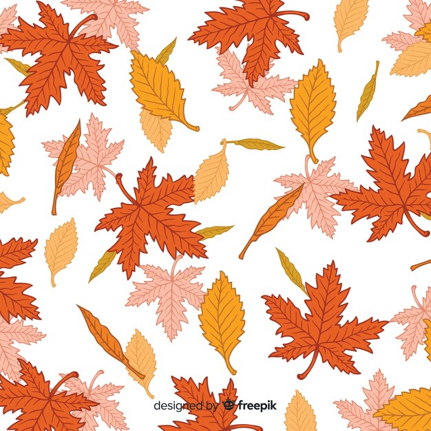 Hand drawn leaves autumn background