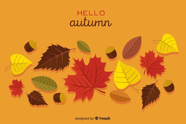 Hand drawn leaves autumn background