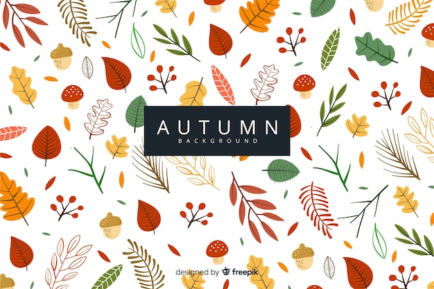 Hand drawn leaves autumn background