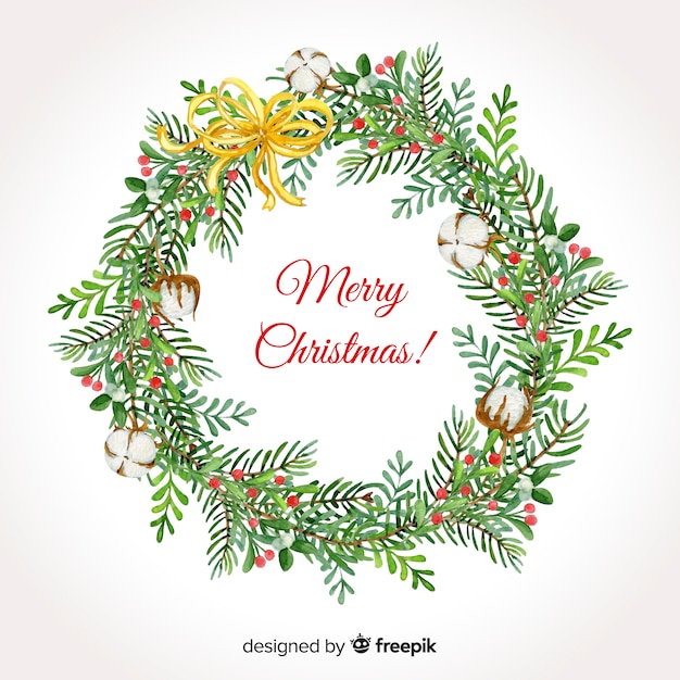 Free Vector hand drawn leaves christmas wreath background