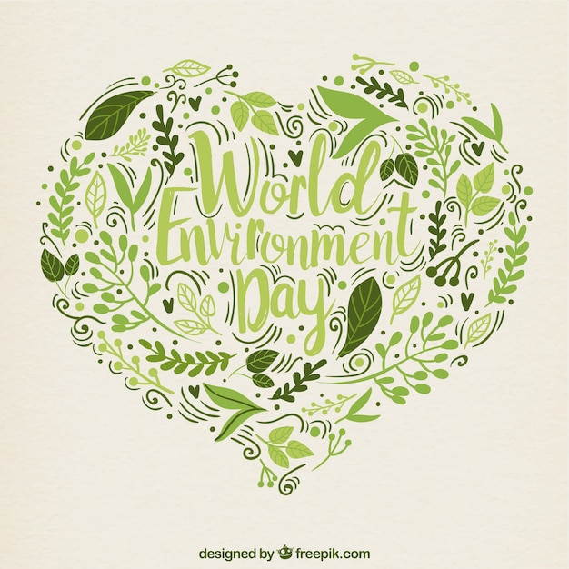 Free vector hand drawn leaves heart background