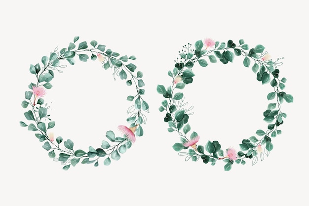 hand drawn leaves wreath background design