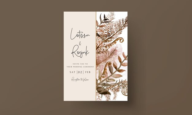 Hand drawn leaves wreath invitation card design