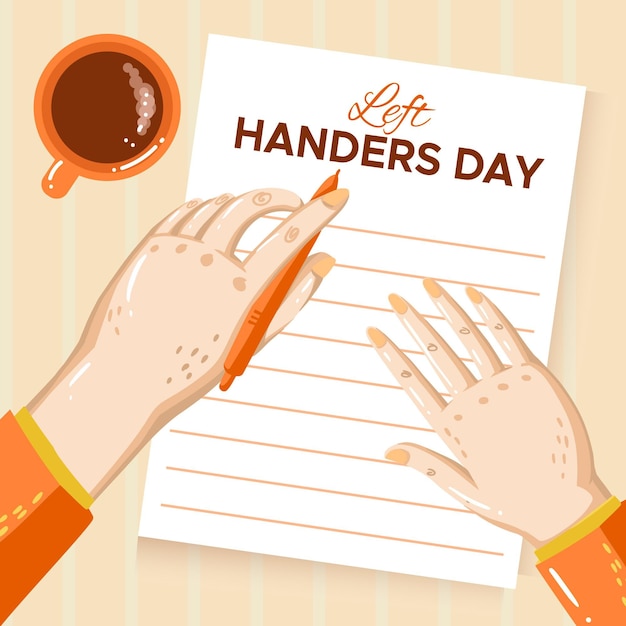 Free Vector hand drawn left handers day with notebook