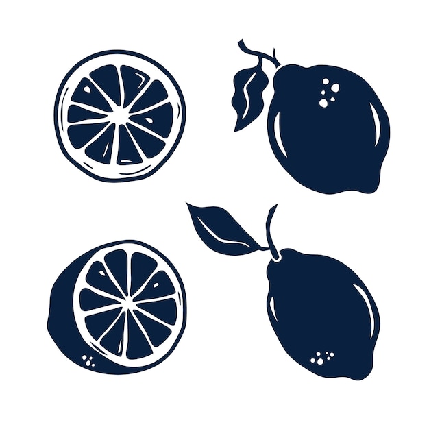 Free Vector hand drawn lemon silhouette set