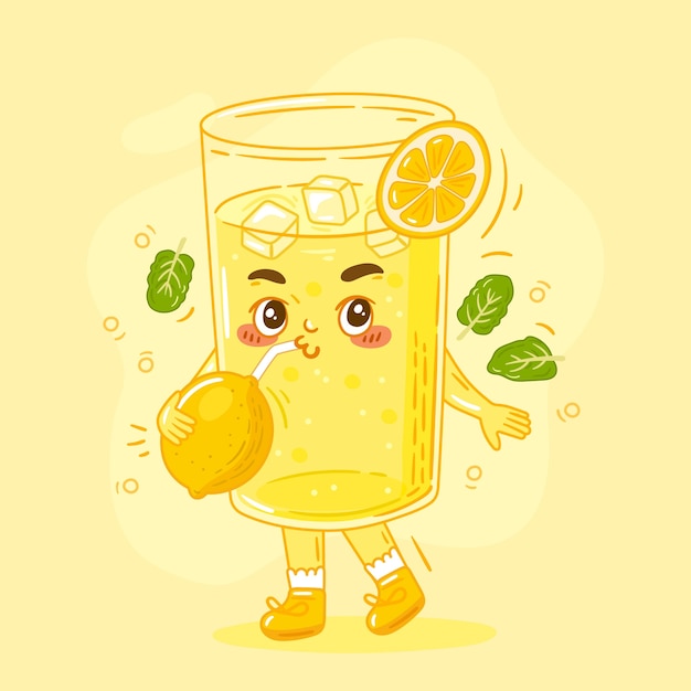 Free Vector hand drawn lemonade  cartoon illustration