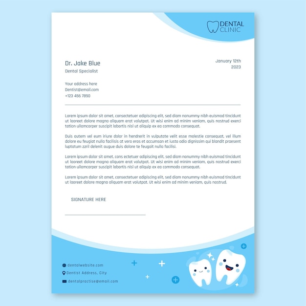 Hand drawn letterhead template for dental clinic