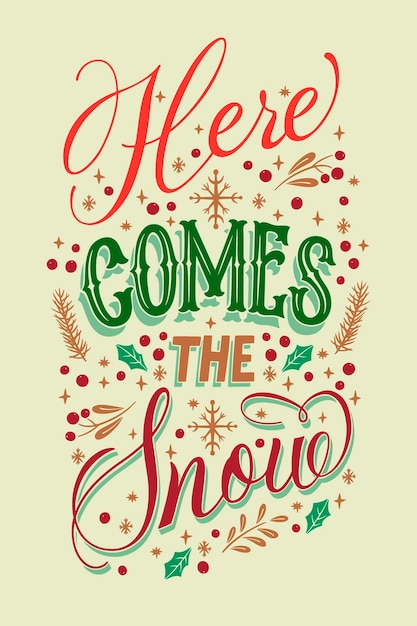 Free vector hand drawn lettering for christmas season