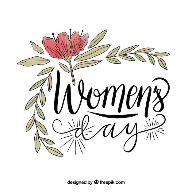 Free Vector hand drawn lettering design for womans day