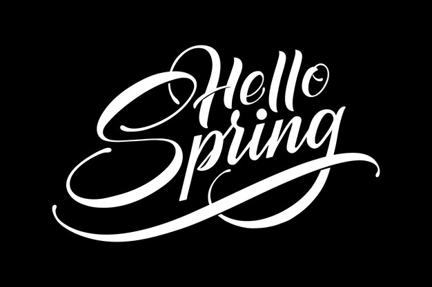 Hand drawn lettering Hello Spring. Elegant modern handwritten calligraphy.