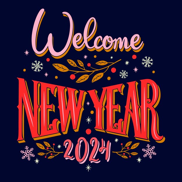 Hand drawn lettering for new year 2024 celebration